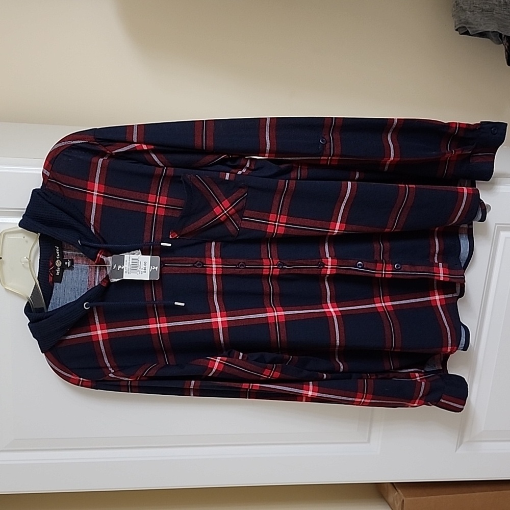 Belle Tweed Button-Up Hoodie, NWT